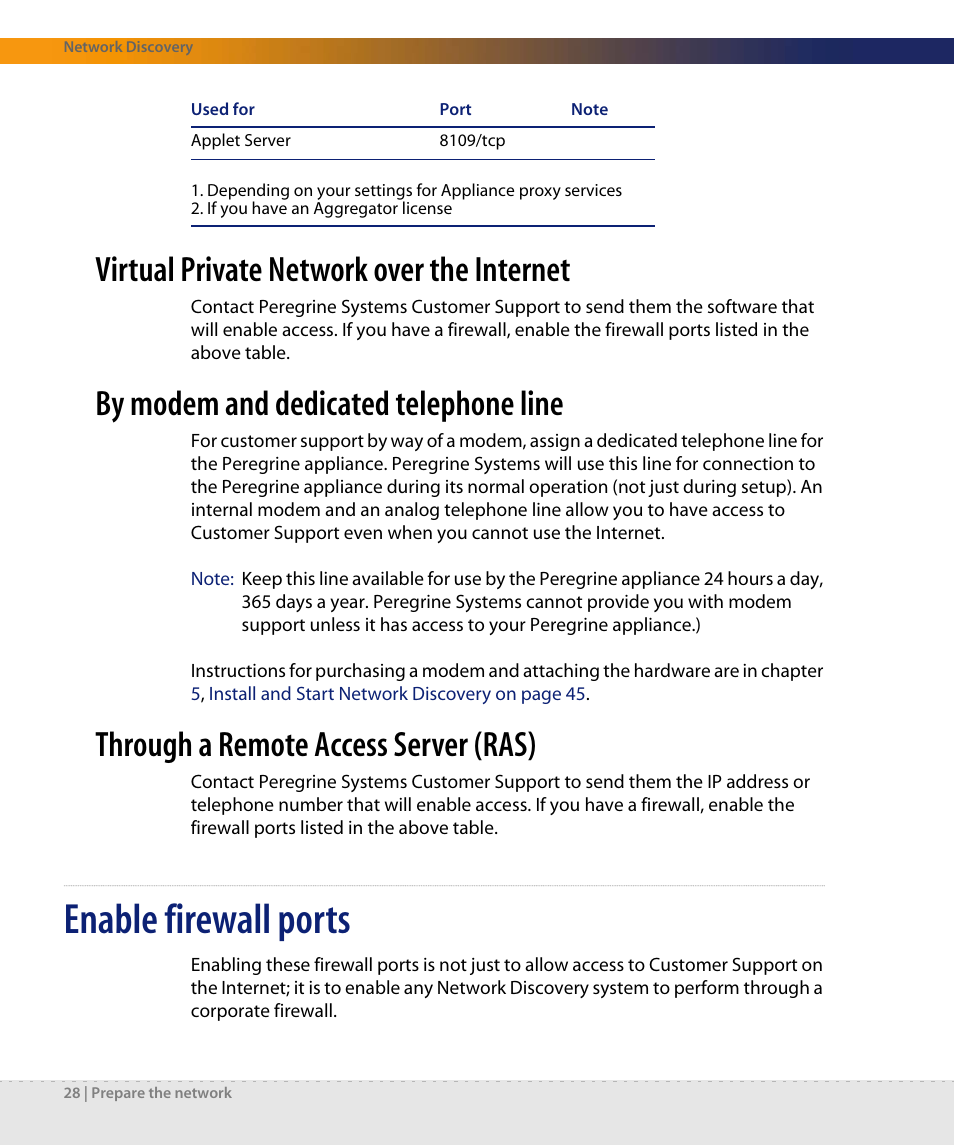 Virtual private network over the internet, By modem and dedicated telephone line, Through a remote access server (ras) | Enable firewall ports | Dell DPND-523-EN12 User Manual | Page 28 / 170