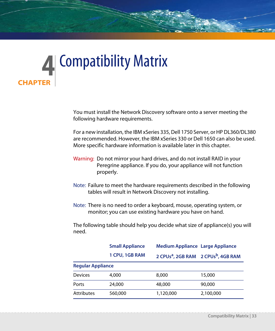 Compatibility matrix, Chapter 4 | Dell DPND-523-EN12 User Manual | Page 33 / 170