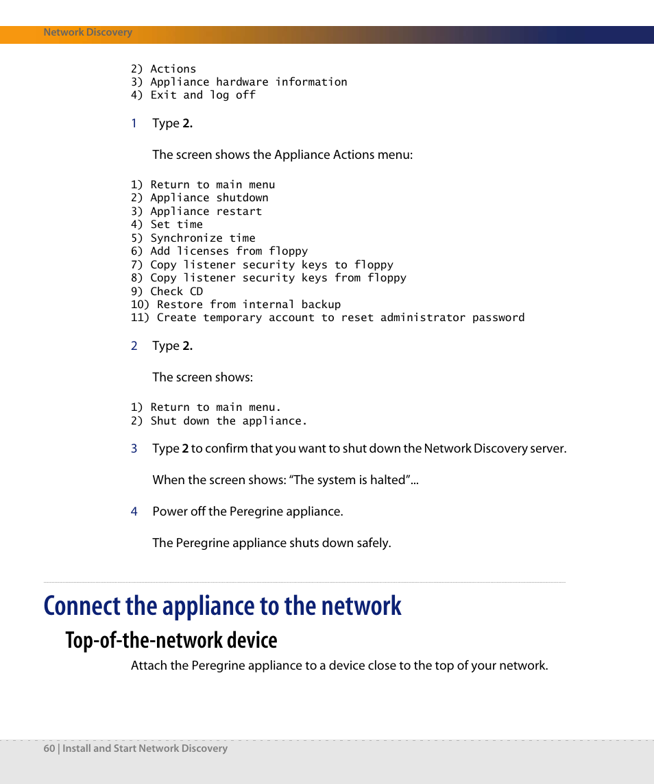 Connect the appliance to the network, Top-of-the-network device | Dell DPND-523-EN12 User Manual | Page 60 / 170