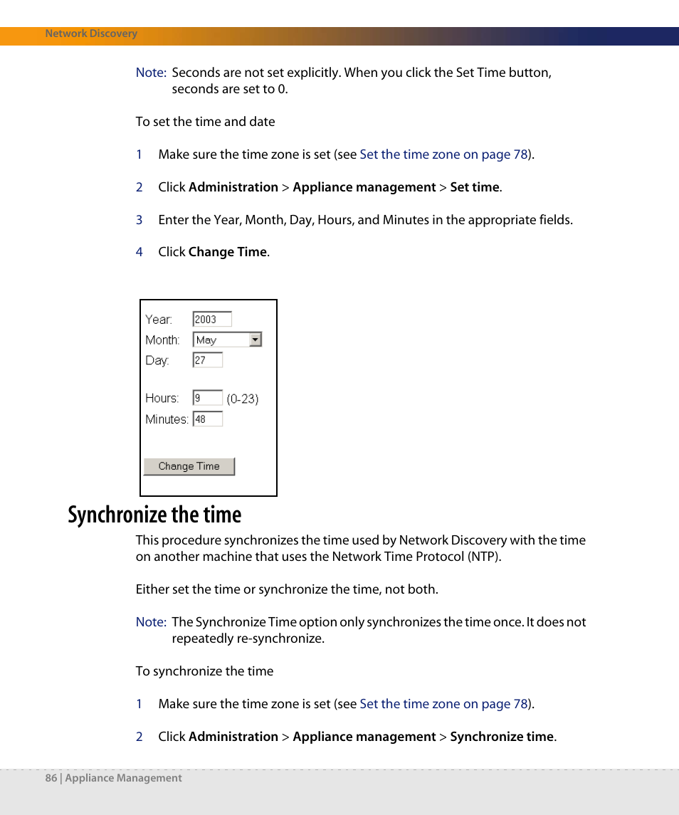 Synchronize the time | Dell DPND-523-EN12 User Manual | Page 86 / 170