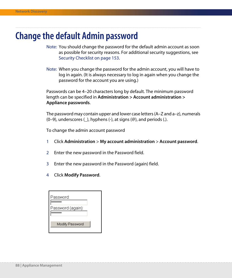 Change the default admin password | Dell DPND-523-EN12 User Manual | Page 88 / 170