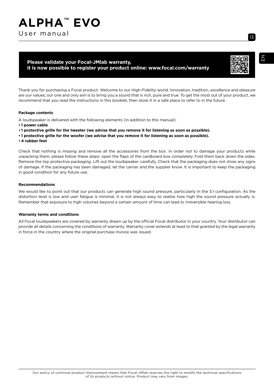 Alpha | Focal Alpha 65 Evo 6.5" Mixing Monitor User Manual | Page 13 / 144