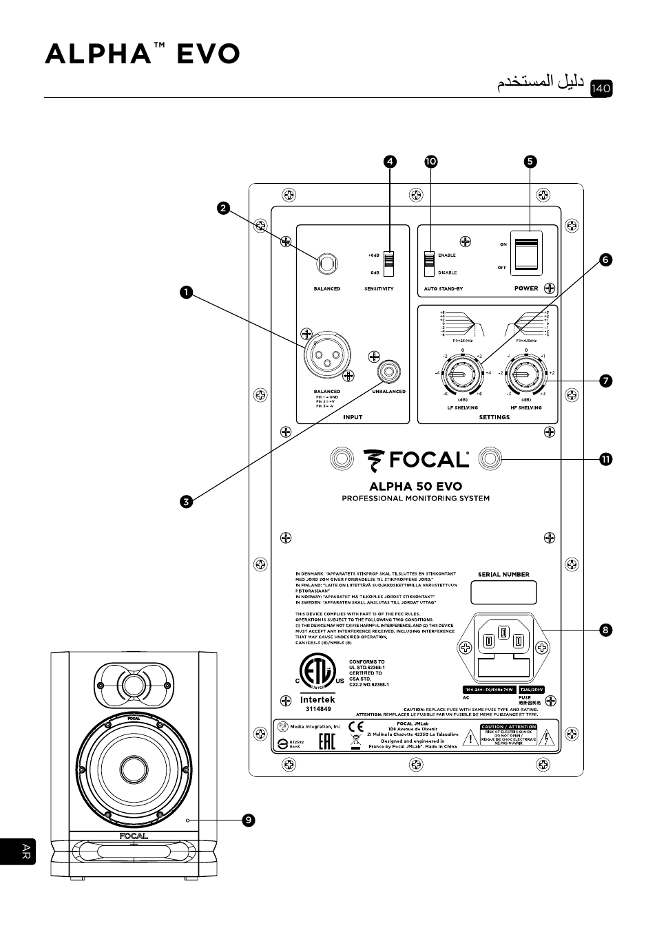 Alpha, مدختسملا ليلد | Focal Alpha 65 Evo 6.5" Mixing Monitor User Manual | Page 140 / 144