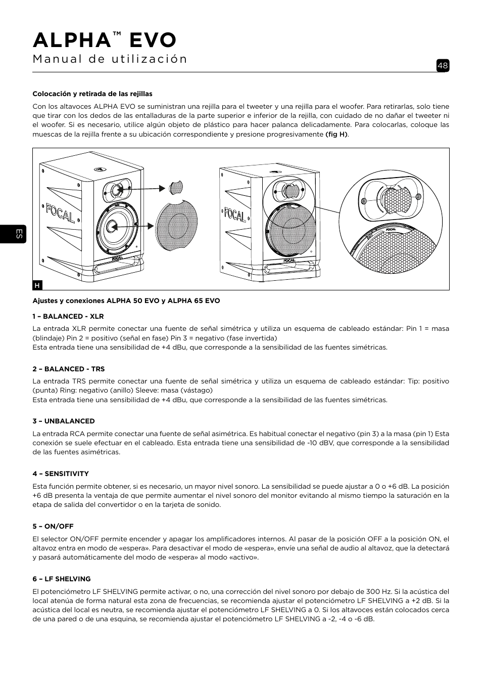 Alpha | Focal Alpha 65 Evo 6.5" Mixing Monitor User Manual | Page 48 / 144