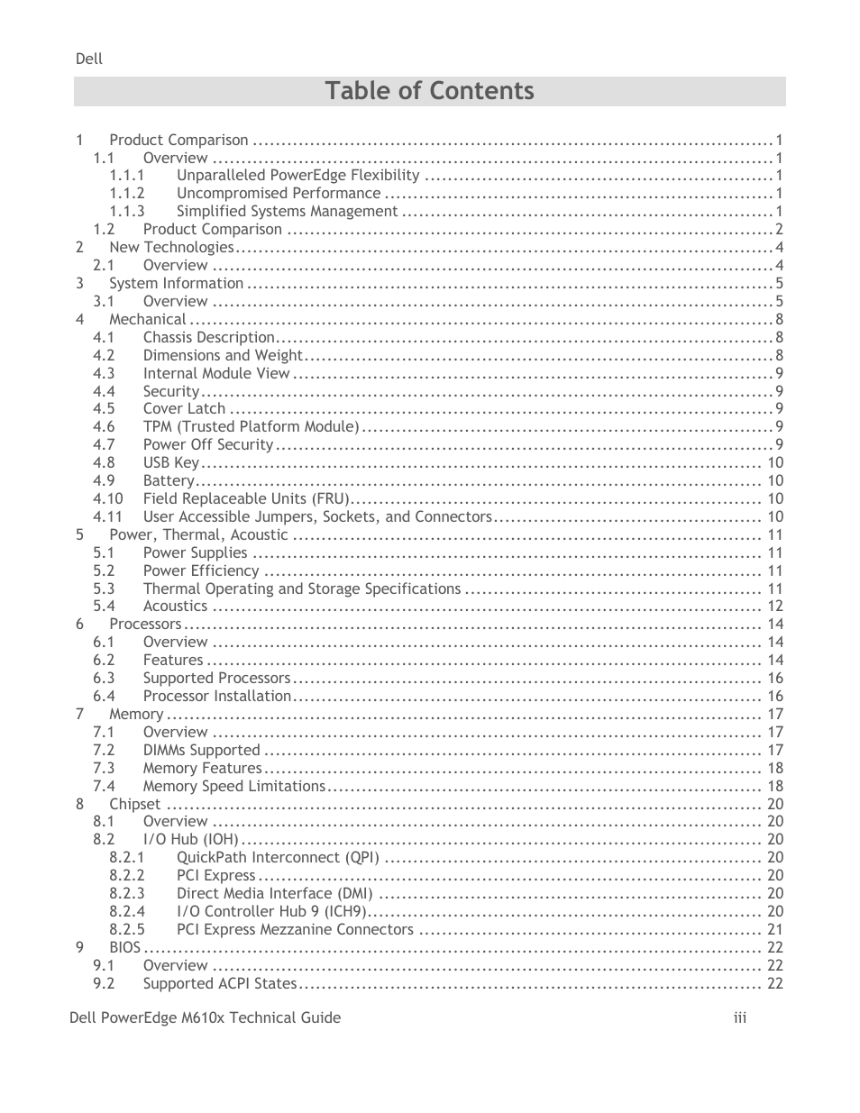 Dell PowerEdge M610x User Manual | Page 3 / 48