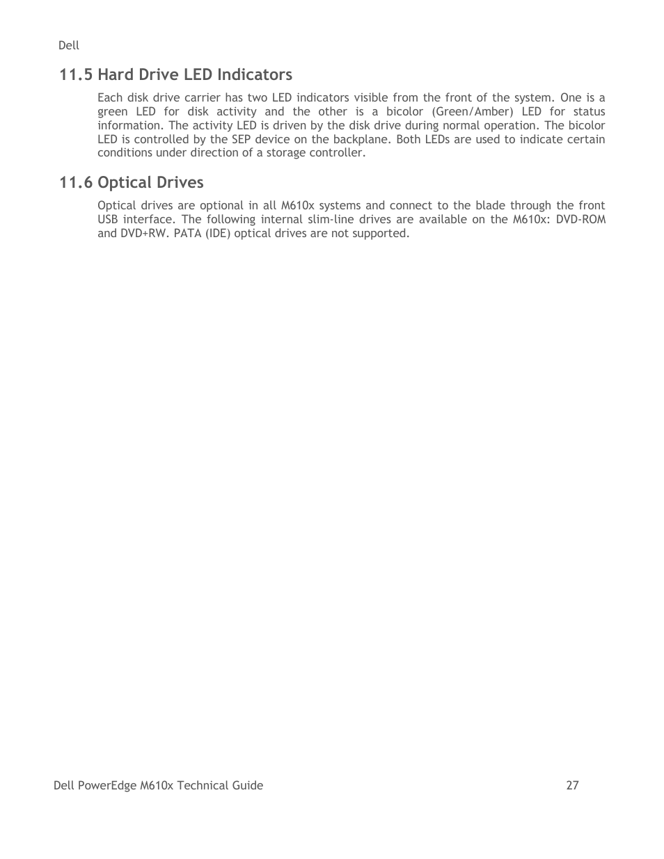 Hard drive led indicators, Optical drives, 5 hard drive led indicators | 6 optical drives | Dell PowerEdge M610x User Manual | Page 32 / 48