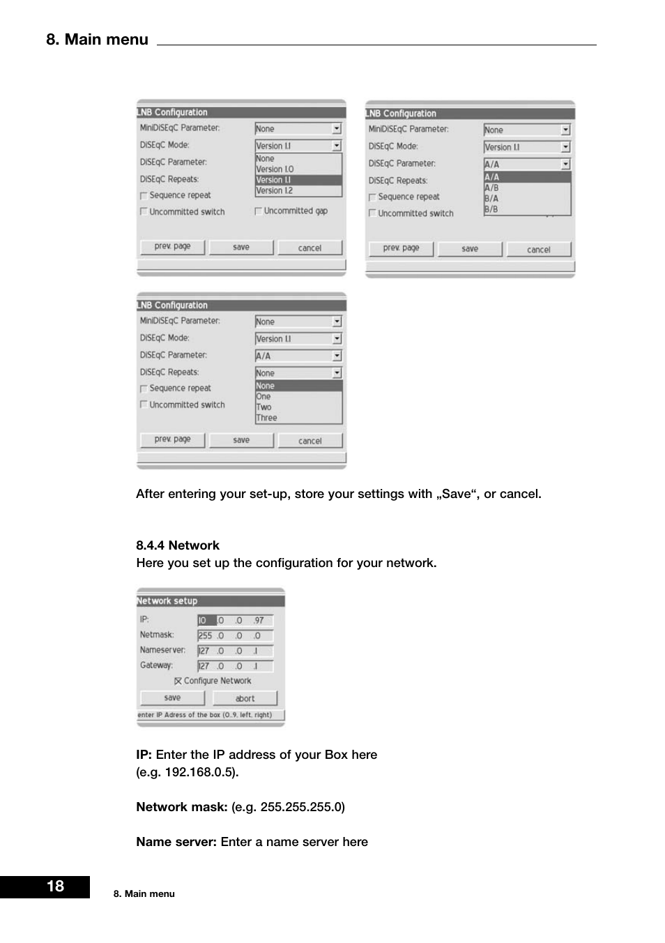 18 8. main menu | Dream Vision DM 7000-S User Manual | Page 18 / 70