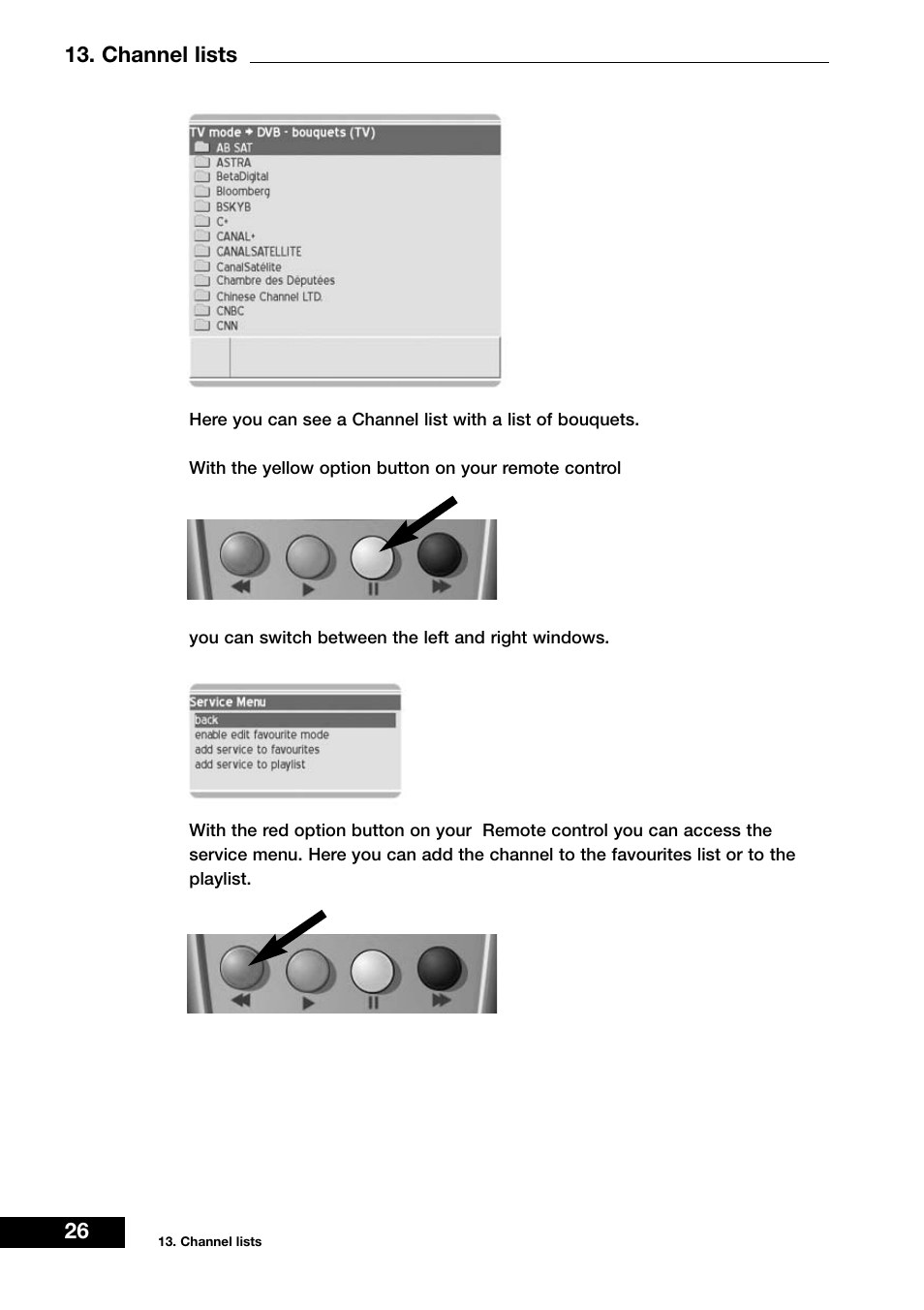 26 13. channel lists | Dream Vision DM 7000-S User Manual | Page 26 / 70
