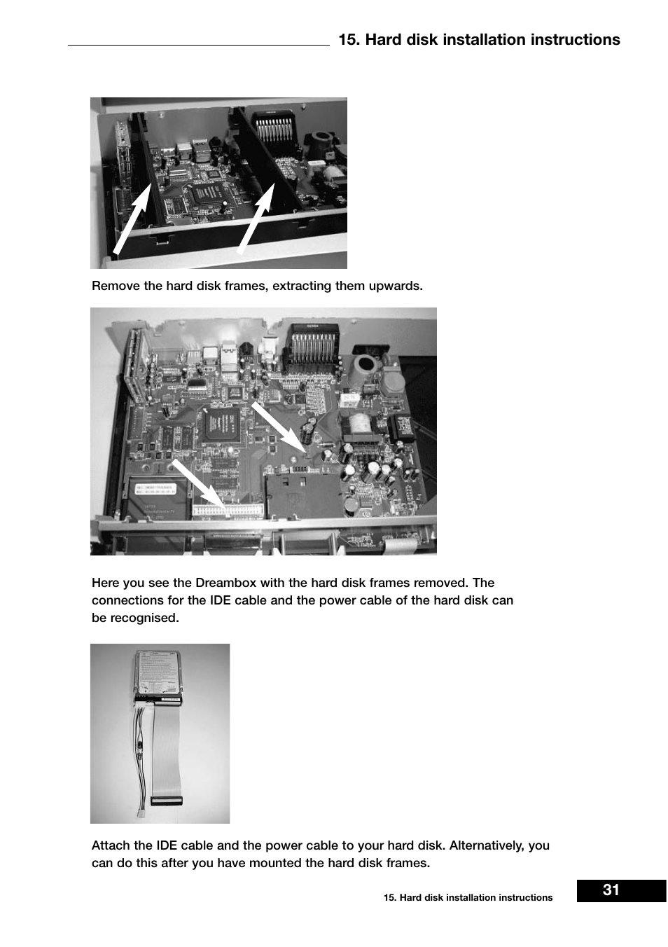 Hard disk installation instructions 31 | Dream Vision DM 7000-S User Manual | Page 31 / 70