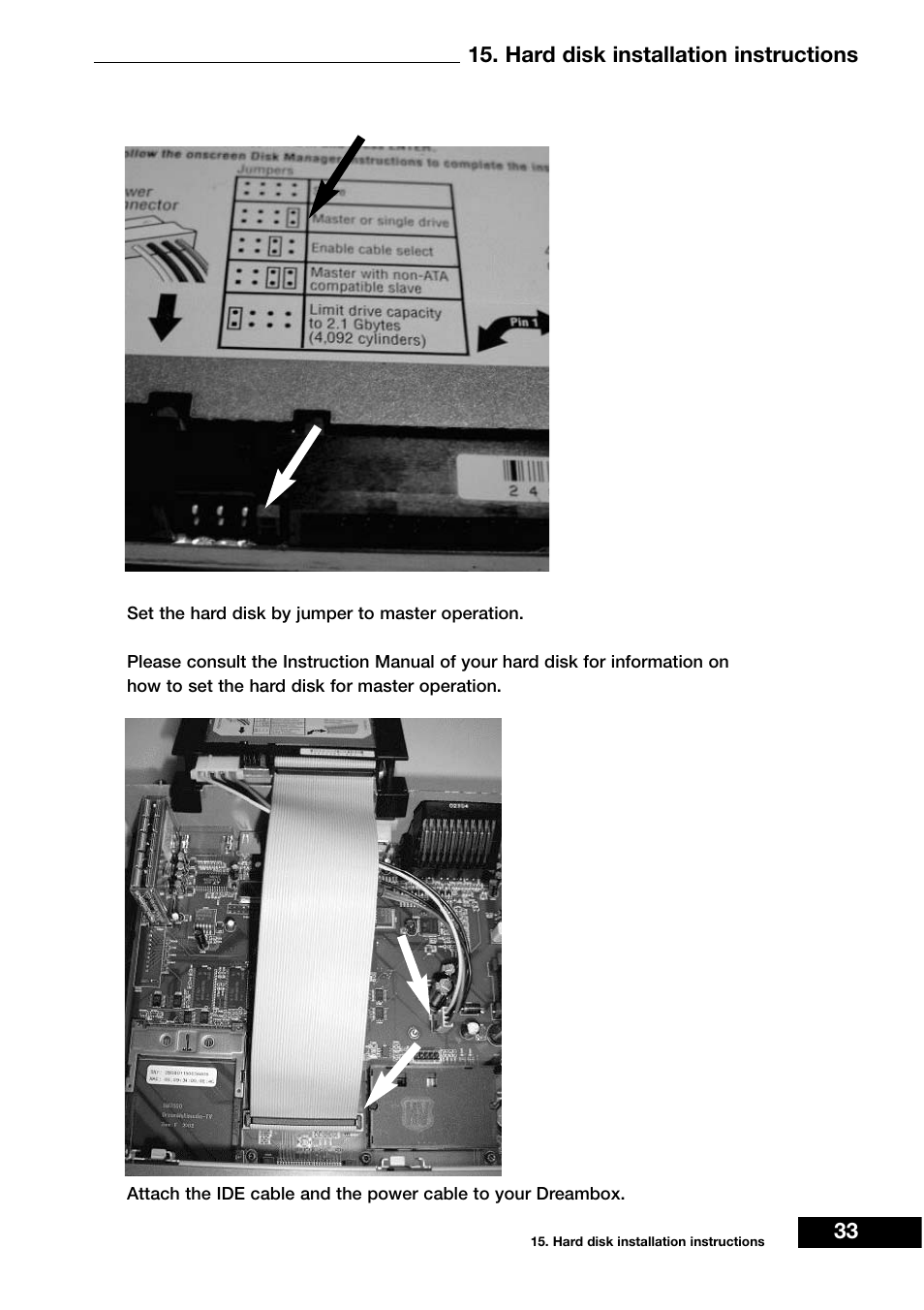 Hard disk installation instructions 33 | Dream Vision DM 7000-S User Manual | Page 33 / 70