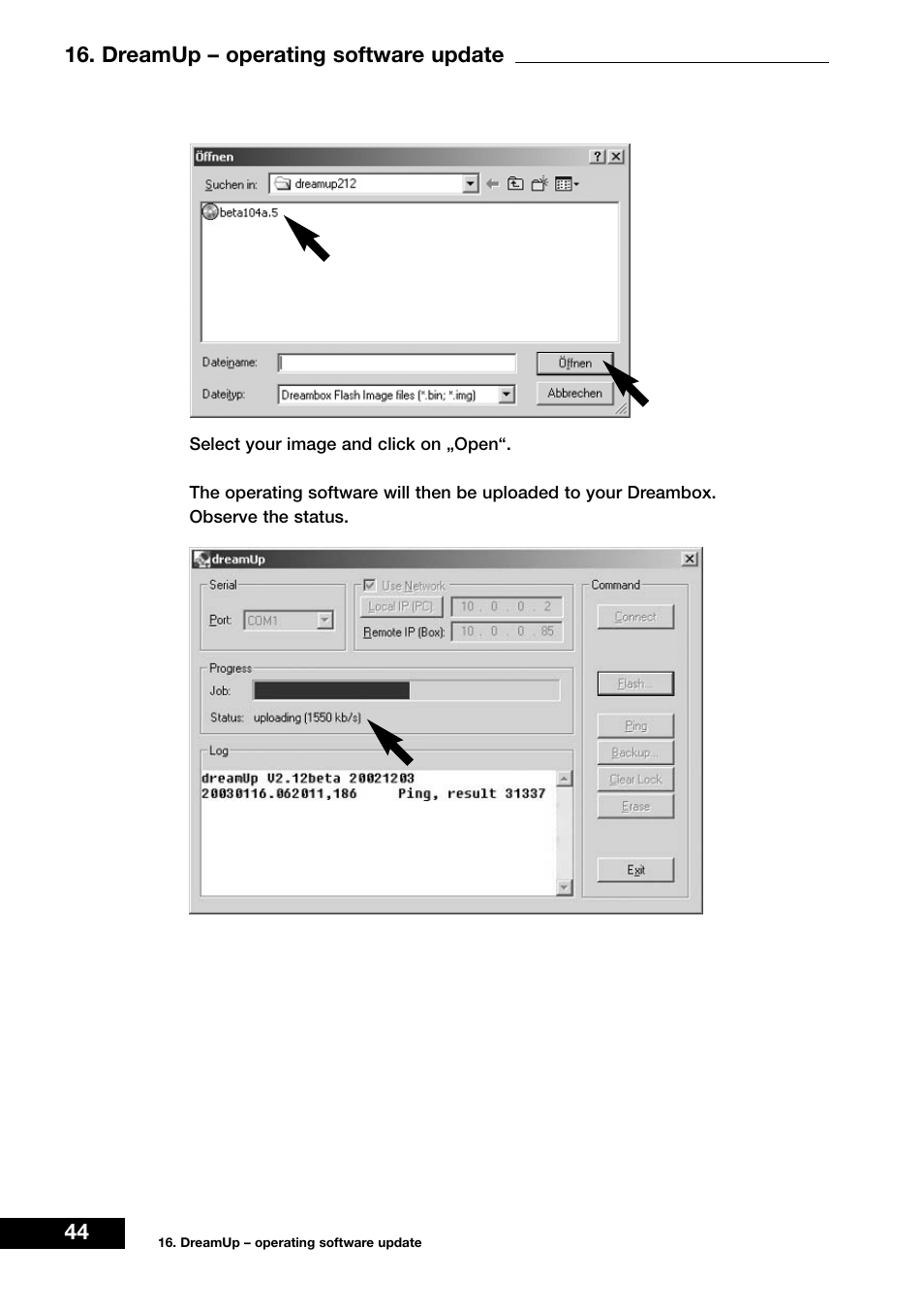 44 16. dreamup – operating software update | Dream Vision DM 7000-S User Manual | Page 44 / 70