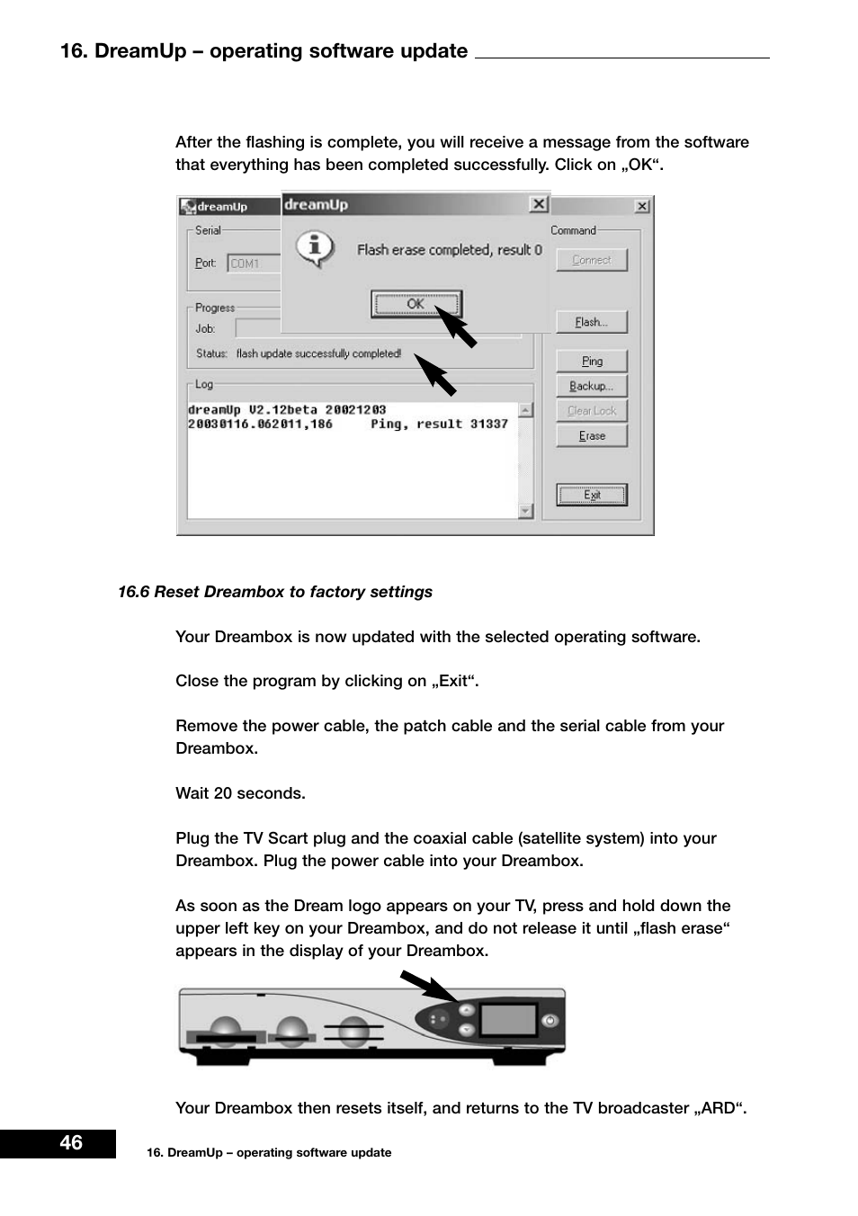 46 16. dreamup – operating software update | Dream Vision DM 7000-S User Manual | Page 46 / 70