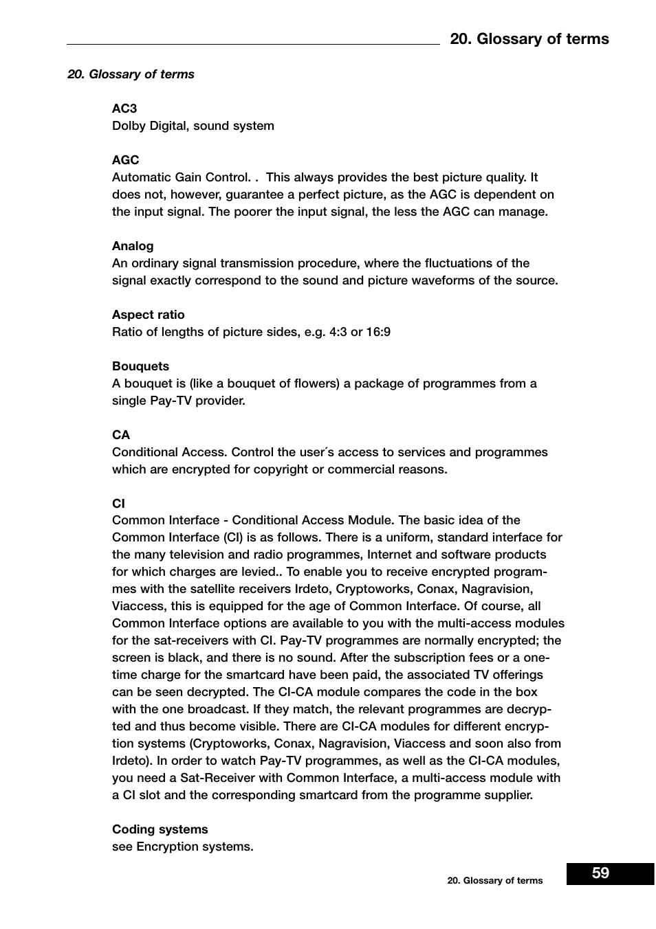 Glossary of terms 59 | Dream Vision DM 7000-S User Manual | Page 59 / 70