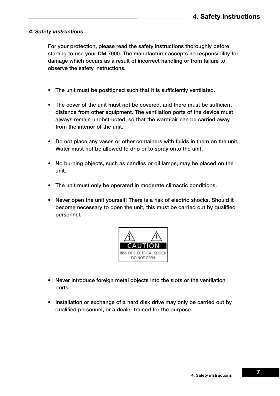 Safety instructions | Dream Vision DM 7000-S User Manual | Page 7 / 70