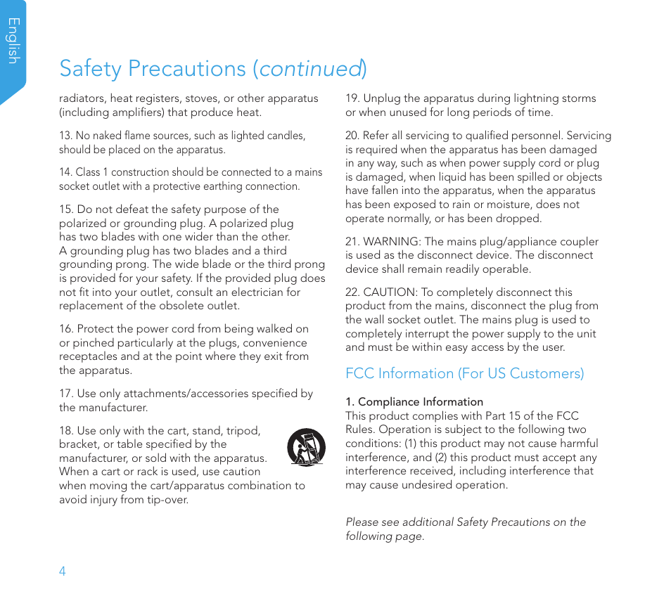 Safety precautions ( continued ) | Definitive Technology 1x8"Longthrow Woofer and 2-8" Radiators (Black) User Manual | Page 5 / 138