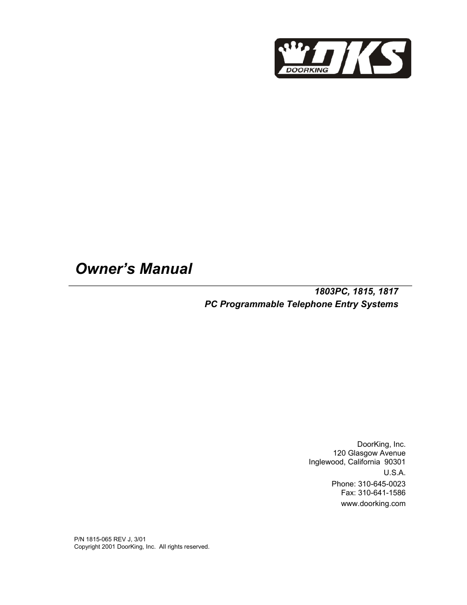 DoorKing 1817 User Manual | 67 pages