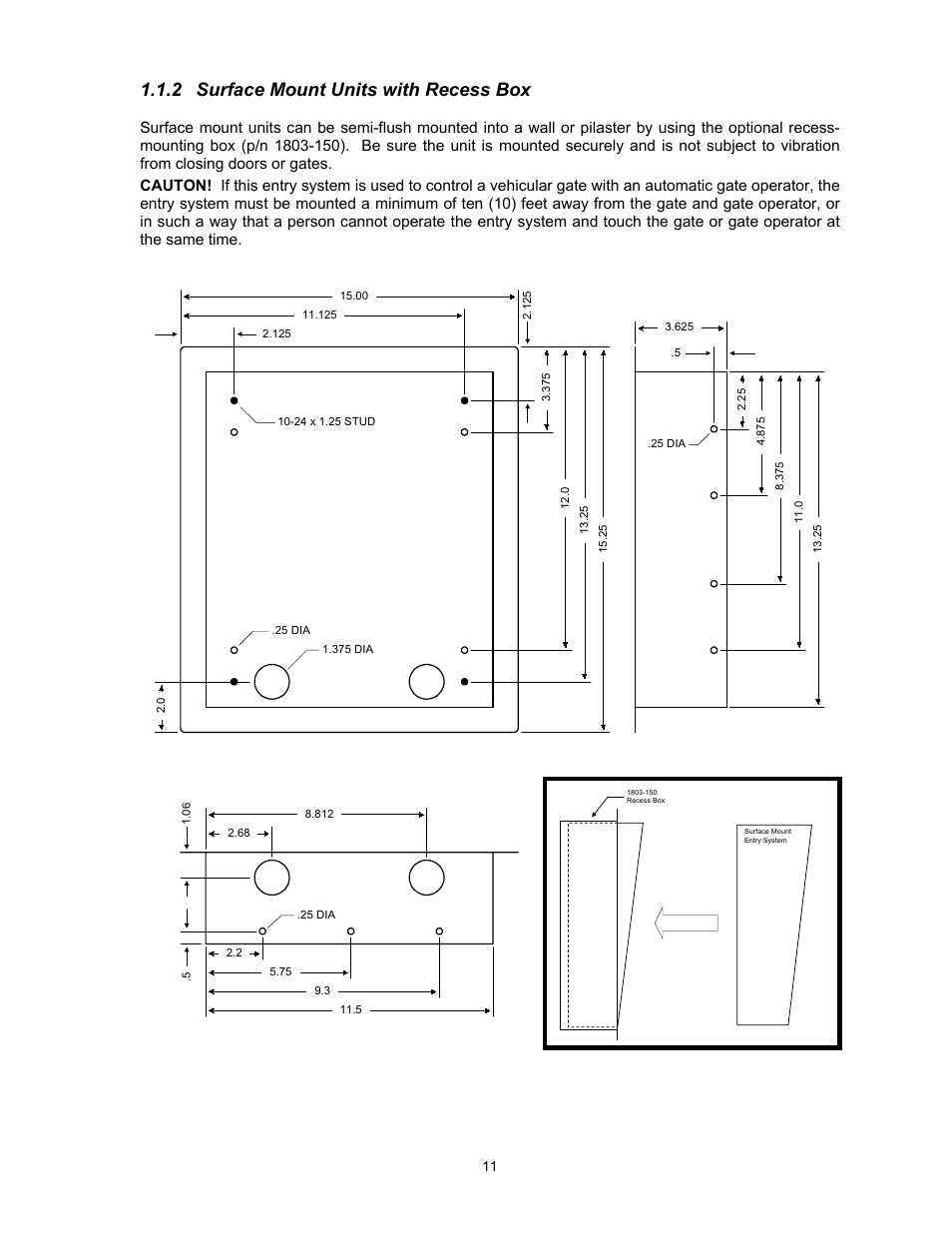 3flush mount units, 2 surface mount units with recess box | DoorKing 1817 User Manual | Page 11 / 67