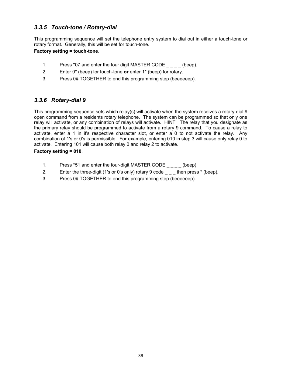 5touch-tone / rotary-dial, 6rotary-dial 9 | DoorKing 1817 User Manual | Page 36 / 67