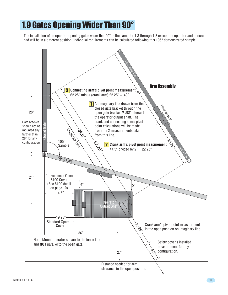 9 gates opening wider than 90 | DoorKing 6100 User Manual | Page 17 / 42