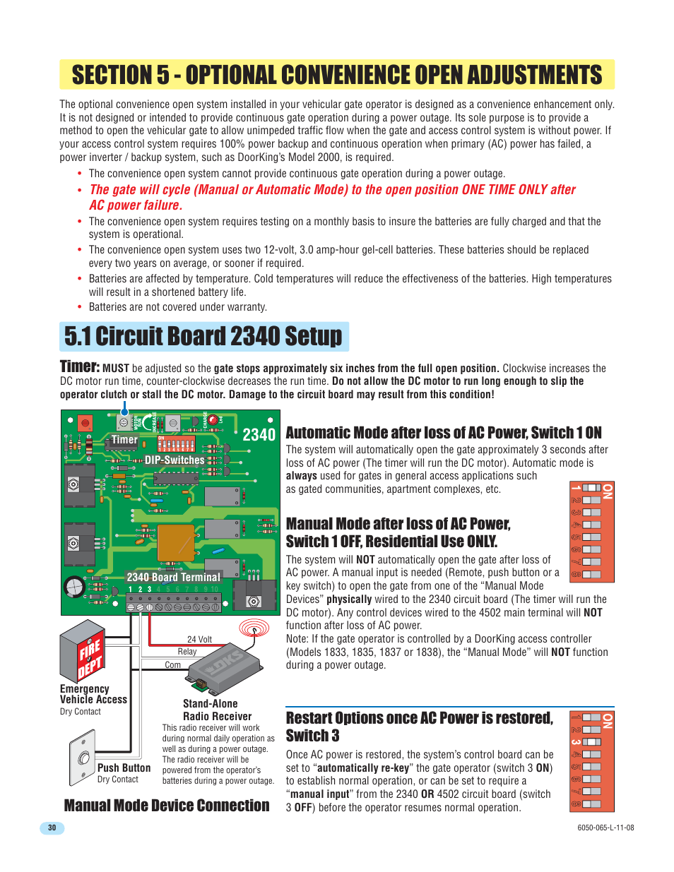 Timer | DoorKing 6100 User Manual | Page 32 / 42