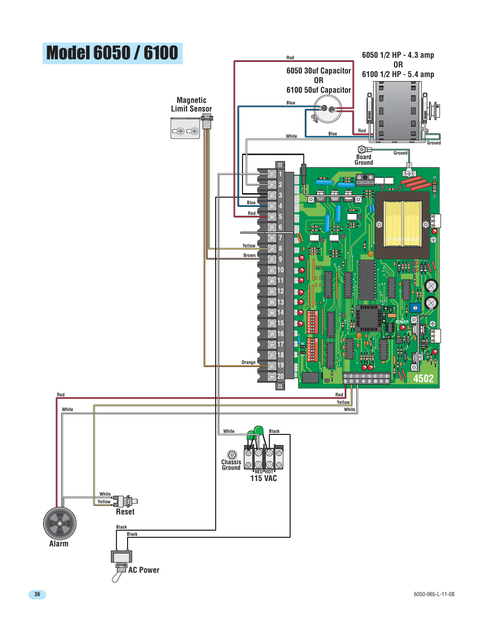 Magnetic limit sensor | DoorKing 6100 User Manual | Page 38 / 42