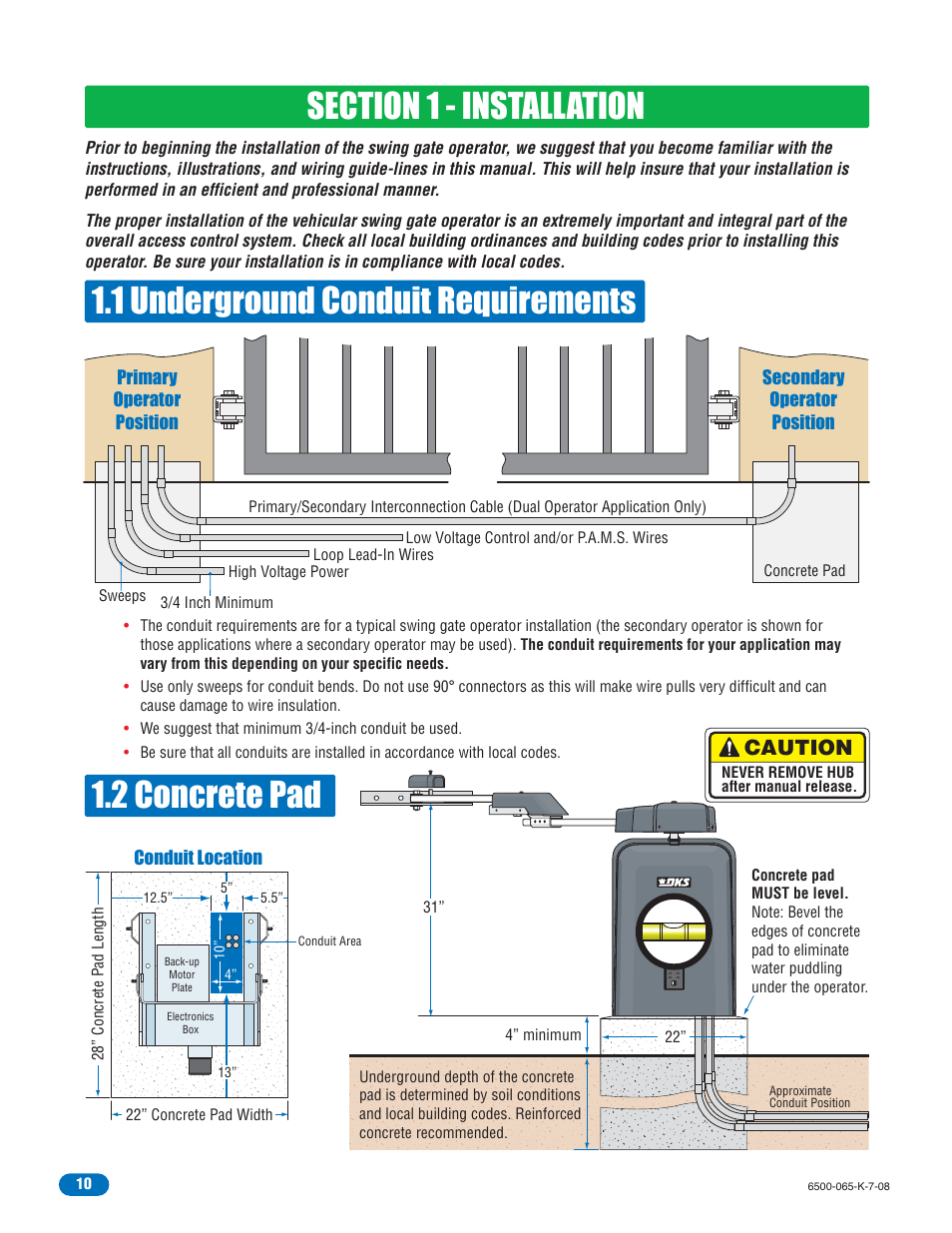 Caution | DoorKing 6500 User Manual | Page 12 / 48