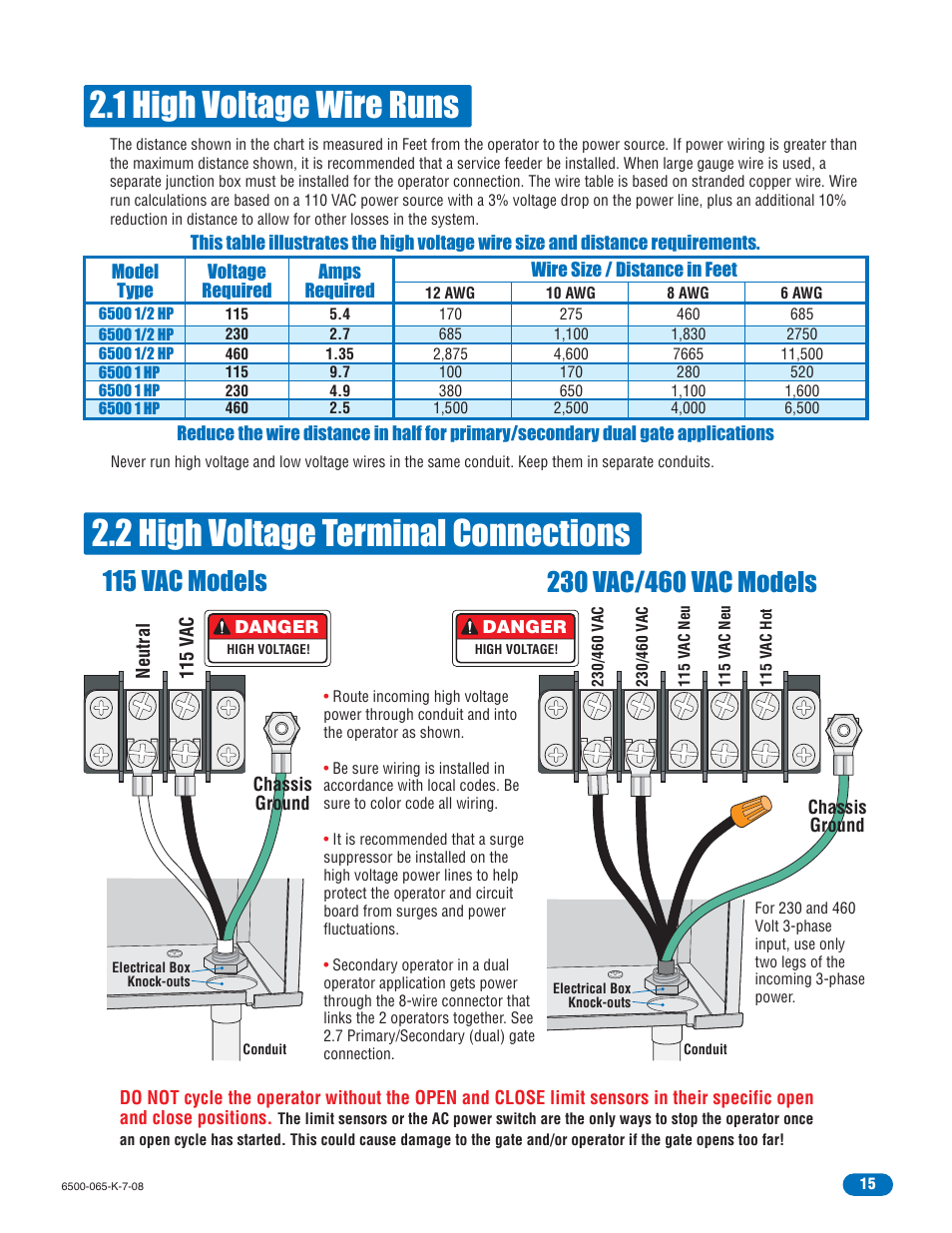 115 vac models | DoorKing 6500 User Manual | Page 17 / 48