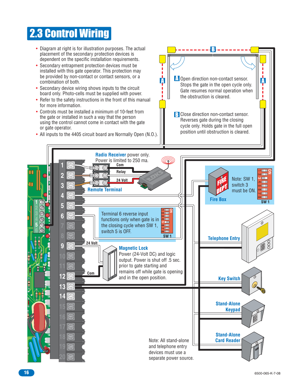 3 control wiring | DoorKing 6500 User Manual | Page 18 / 48