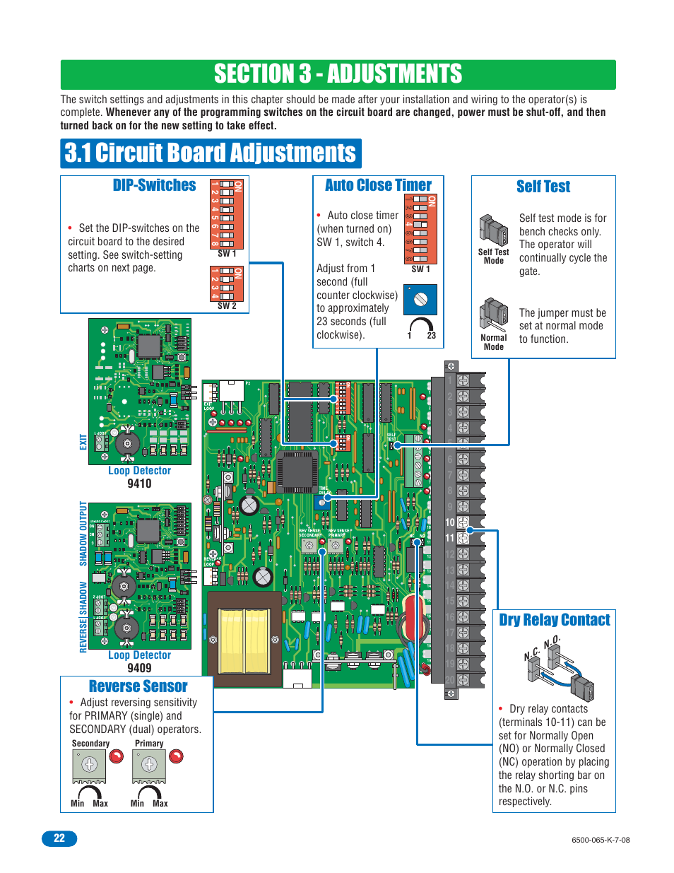 Reverse sensor | DoorKing 6500 User Manual | Page 24 / 48