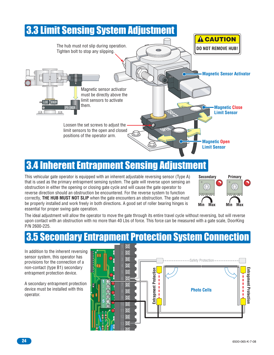 Caution, Close open | DoorKing 6500 User Manual | Page 26 / 48