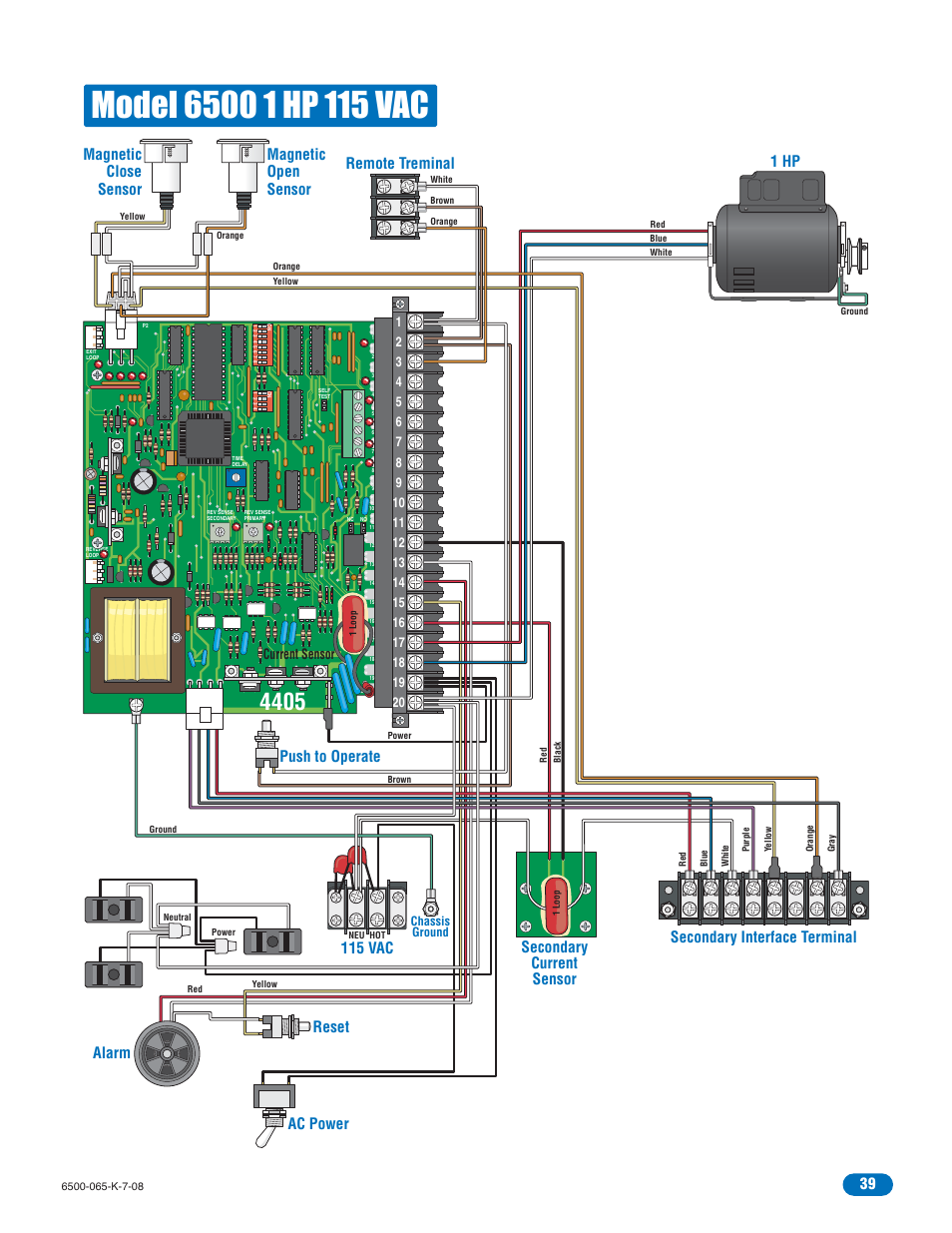 Secondary current sensor, Magnetic close sensor, Current sensor | DoorKing 6500 User Manual | Page 41 / 48