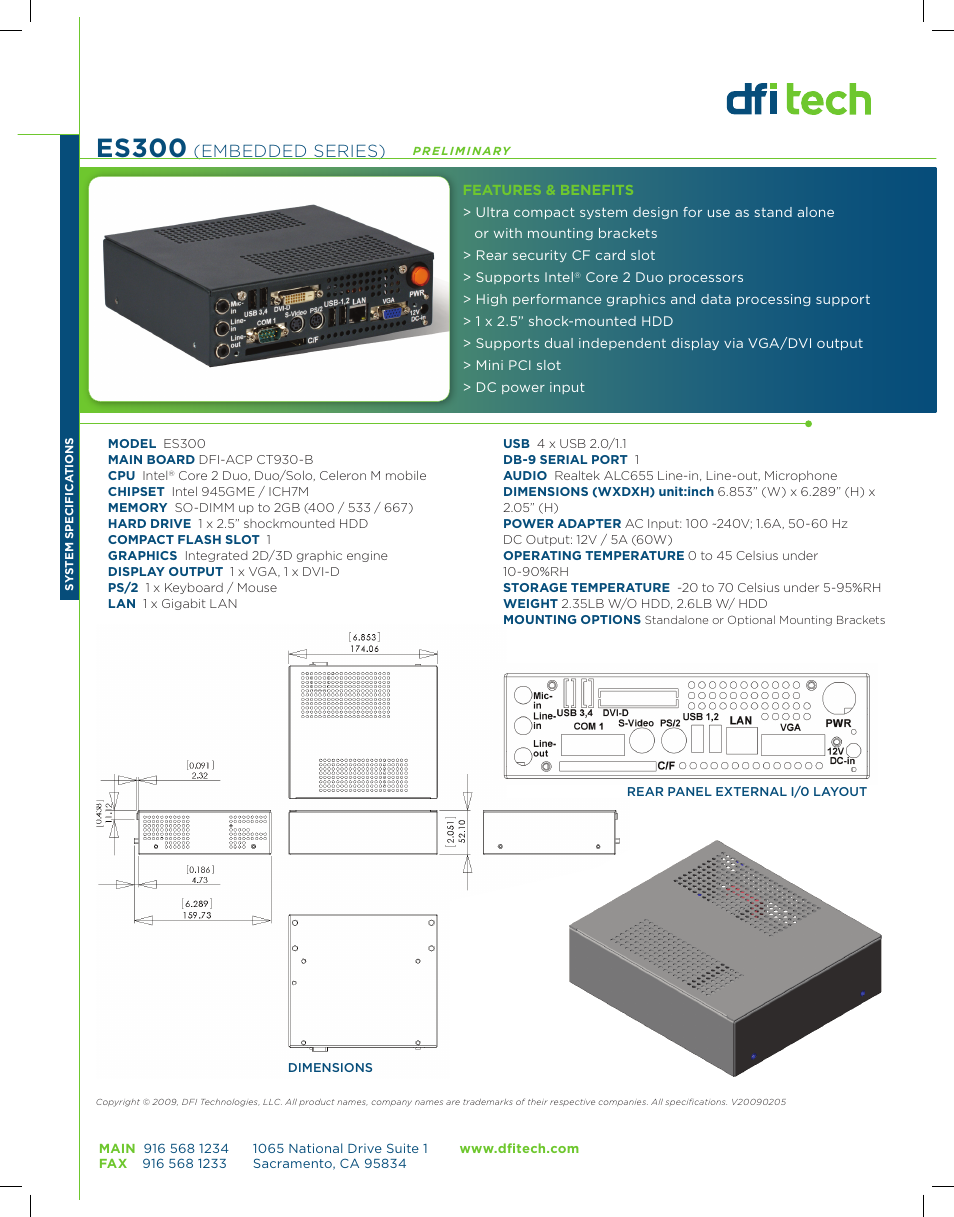 DFI ES300 User Manual | 2 pages