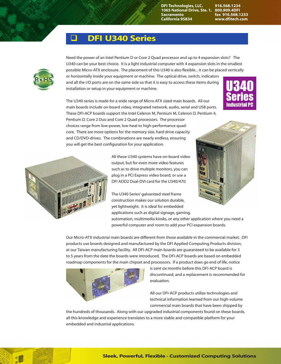 DFI U340 Series User Manual | 2 pages