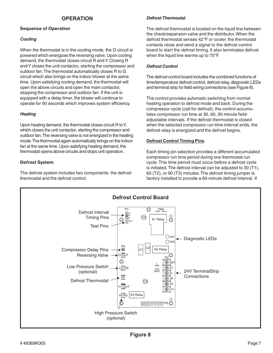 Operation, Defrost control board figure 8 | Ducane (HVAC) (2/4)SH13 User Manual | Page 7 / 12