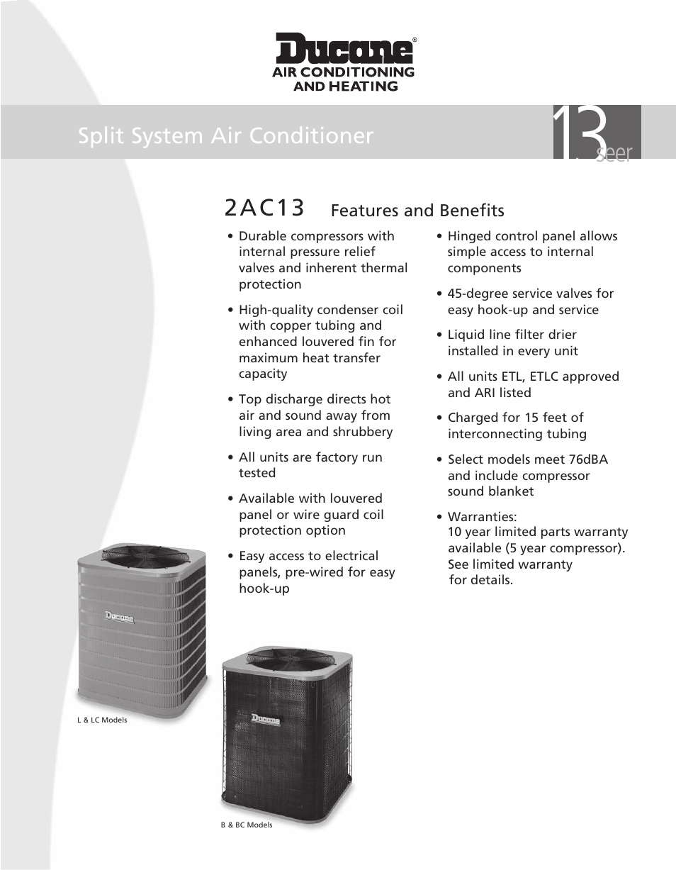 Ducane (HVAC) 2AC13 User Manual | 8 pages