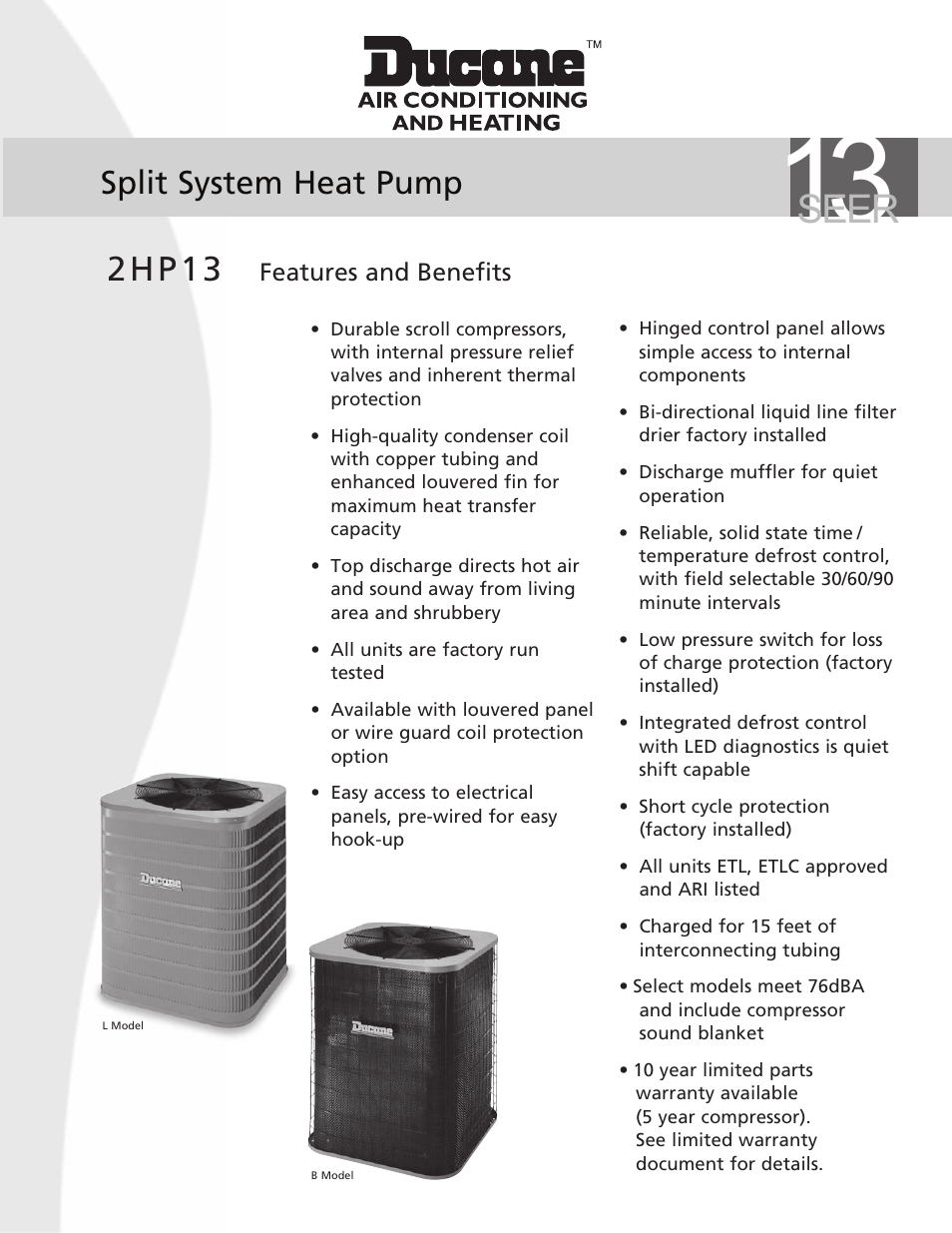 Ducane (HVAC) 2HP13 User Manual | 8 pages
