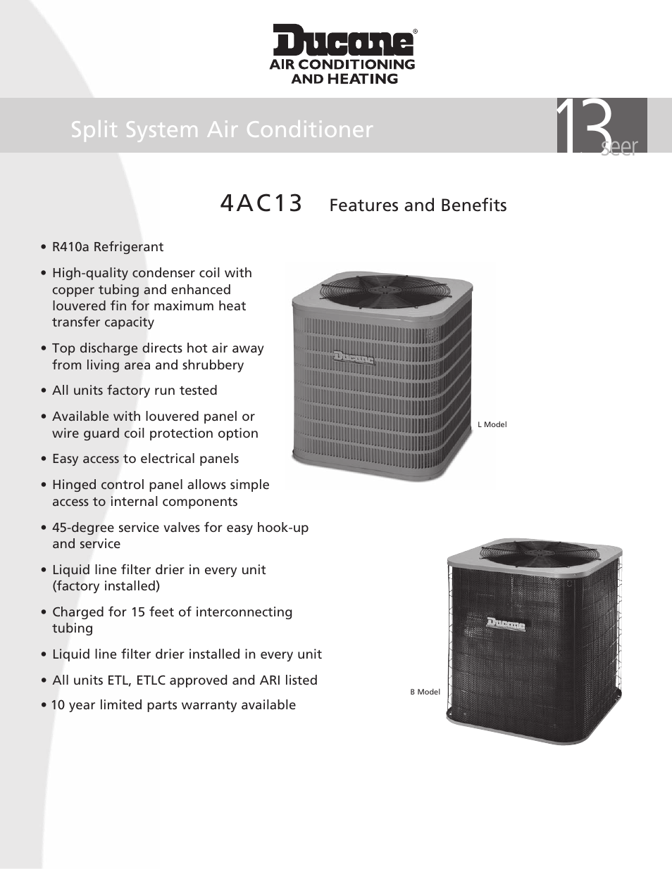 Ducane (HVAC) 4AC13 User Manual | 6 pages