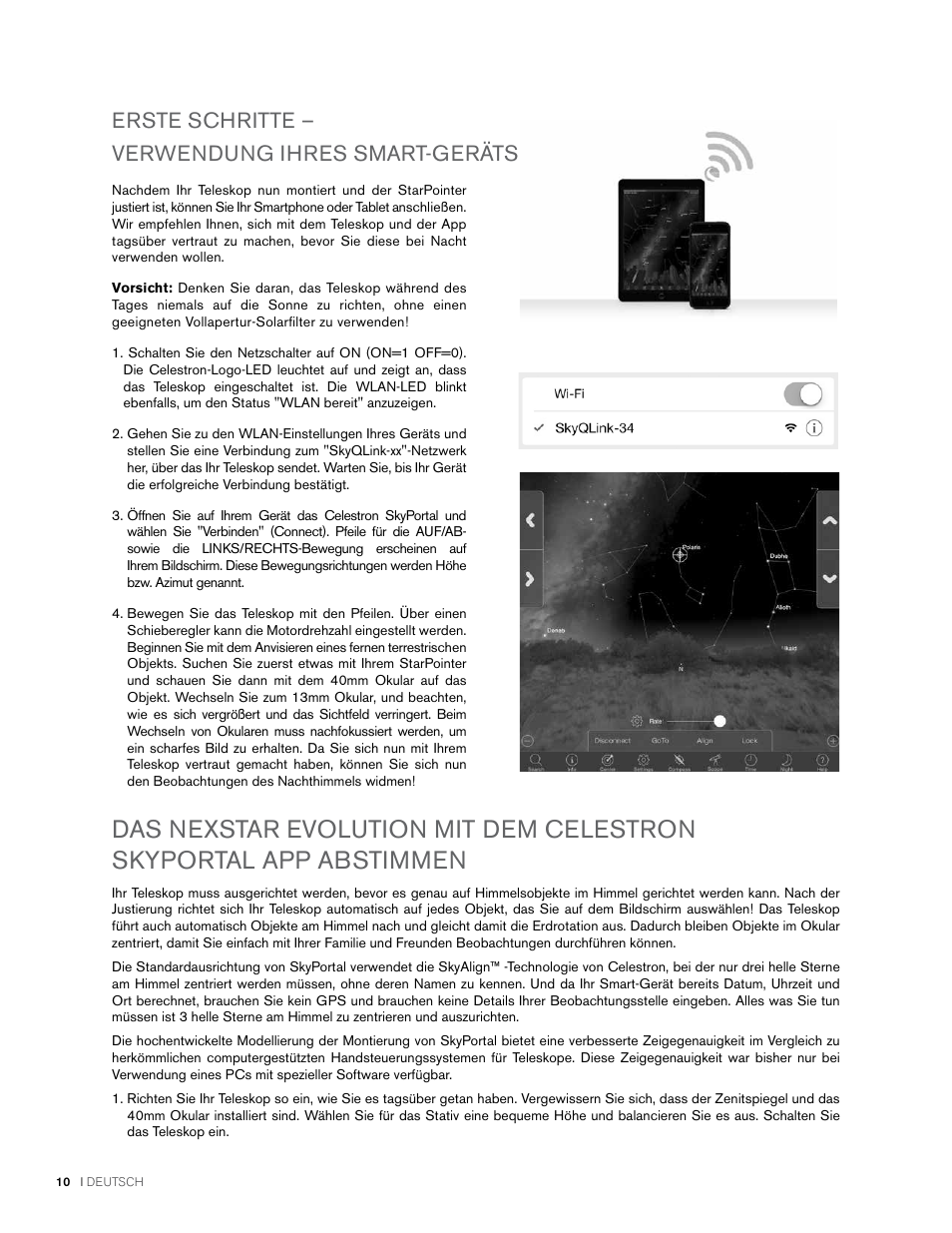 Erste schritte – verwendung ihres smart-geräts | Celestron NexStar Evolution 6 150mm f/10 Schmidt-Cassegrain GoTo Telescope User Manual | Page 66 / 142