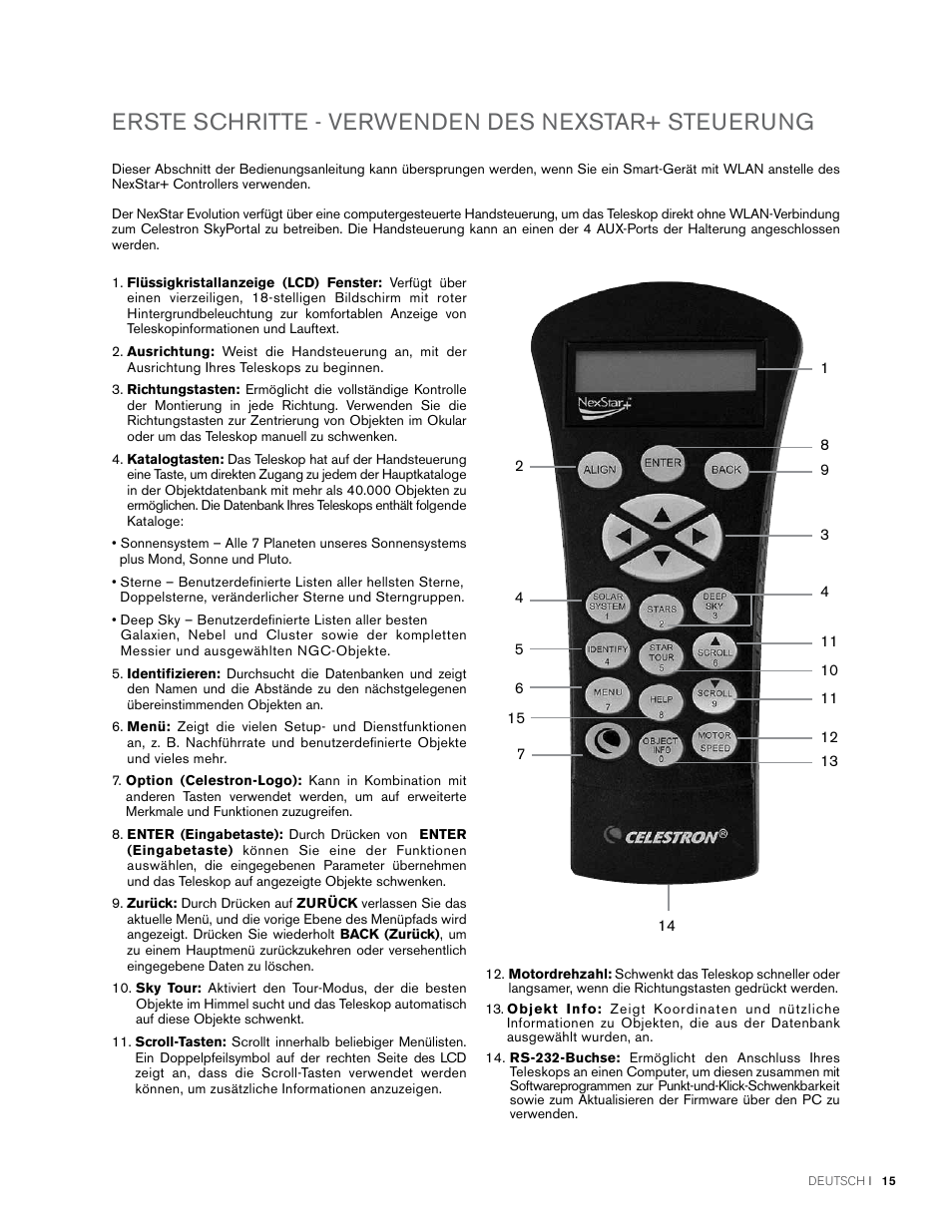 Erste schritte - verwenden des nexstar+ steuerung | Celestron NexStar Evolution 6 150mm f/10 Schmidt-Cassegrain GoTo Telescope User Manual | Page 71 / 142