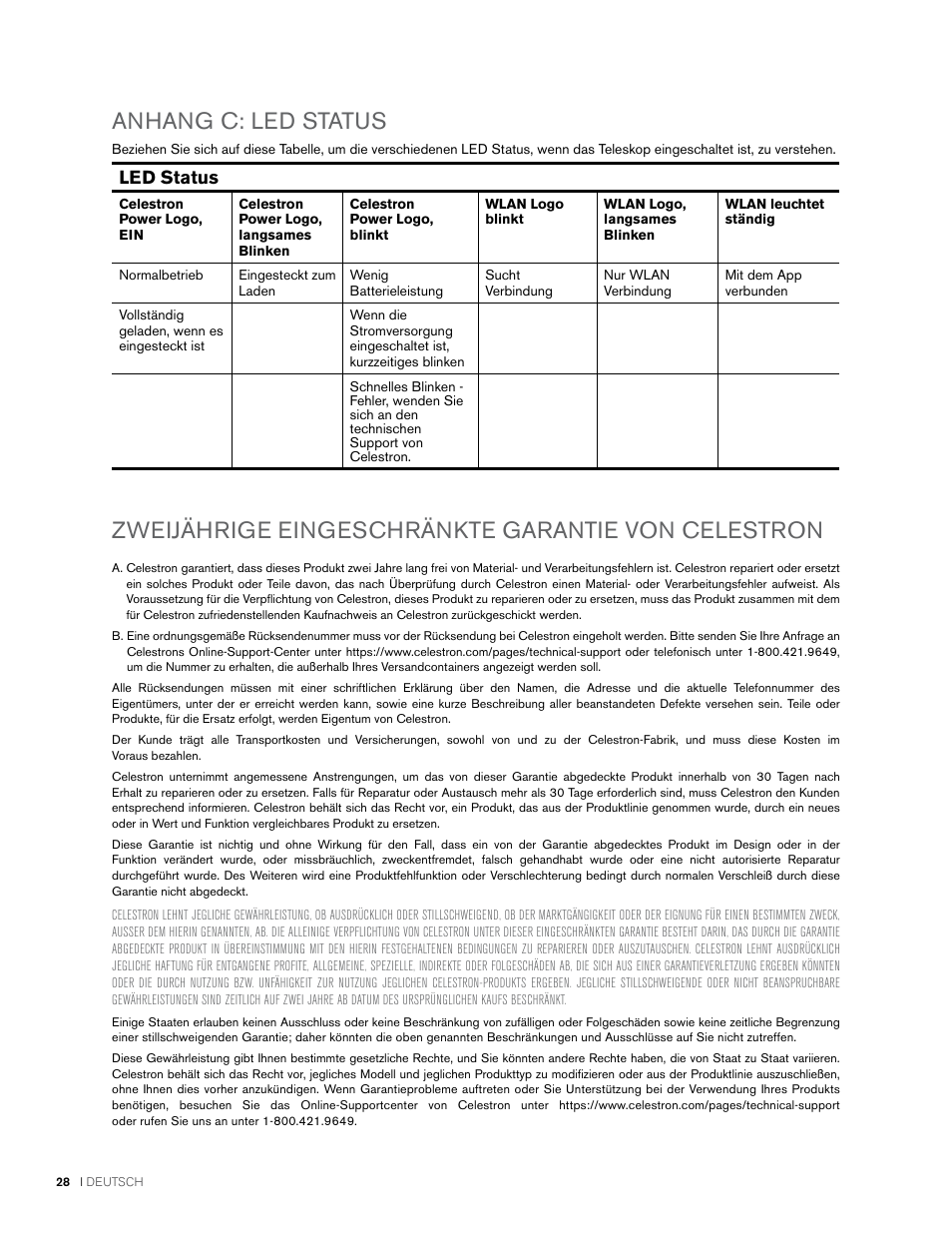 Led status | Celestron NexStar Evolution 6 150mm f/10 Schmidt-Cassegrain GoTo Telescope User Manual | Page 84 / 142