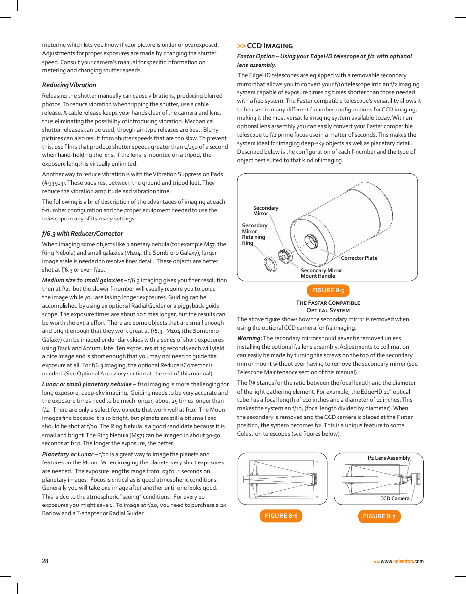 Ccd imaging | Celestron CPC Deluxe 1100 HD Computerized Telescope User Manual | Page 30 / 50