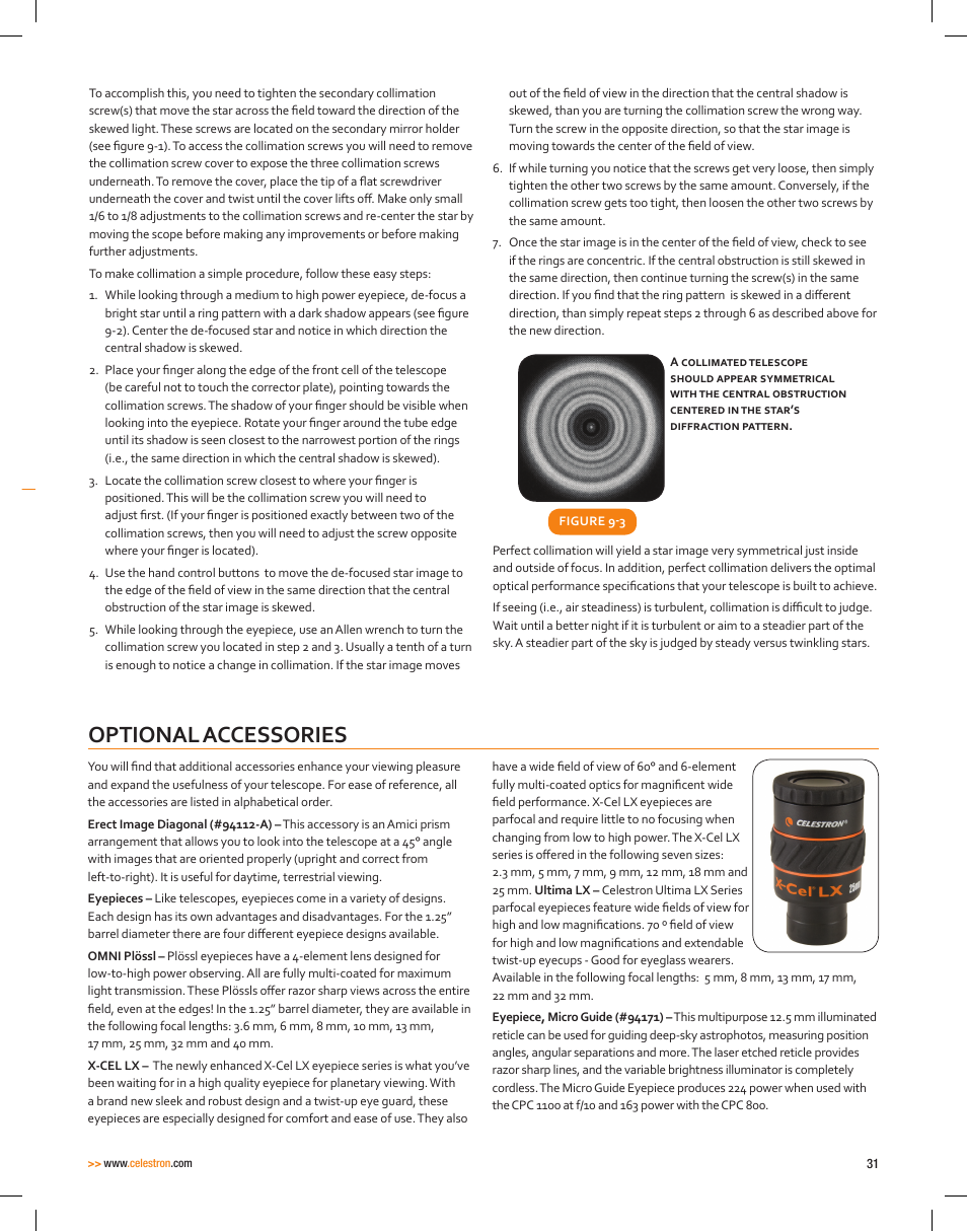 Optional accessories | Celestron CPC Deluxe 1100 HD Computerized Telescope User Manual | Page 33 / 50