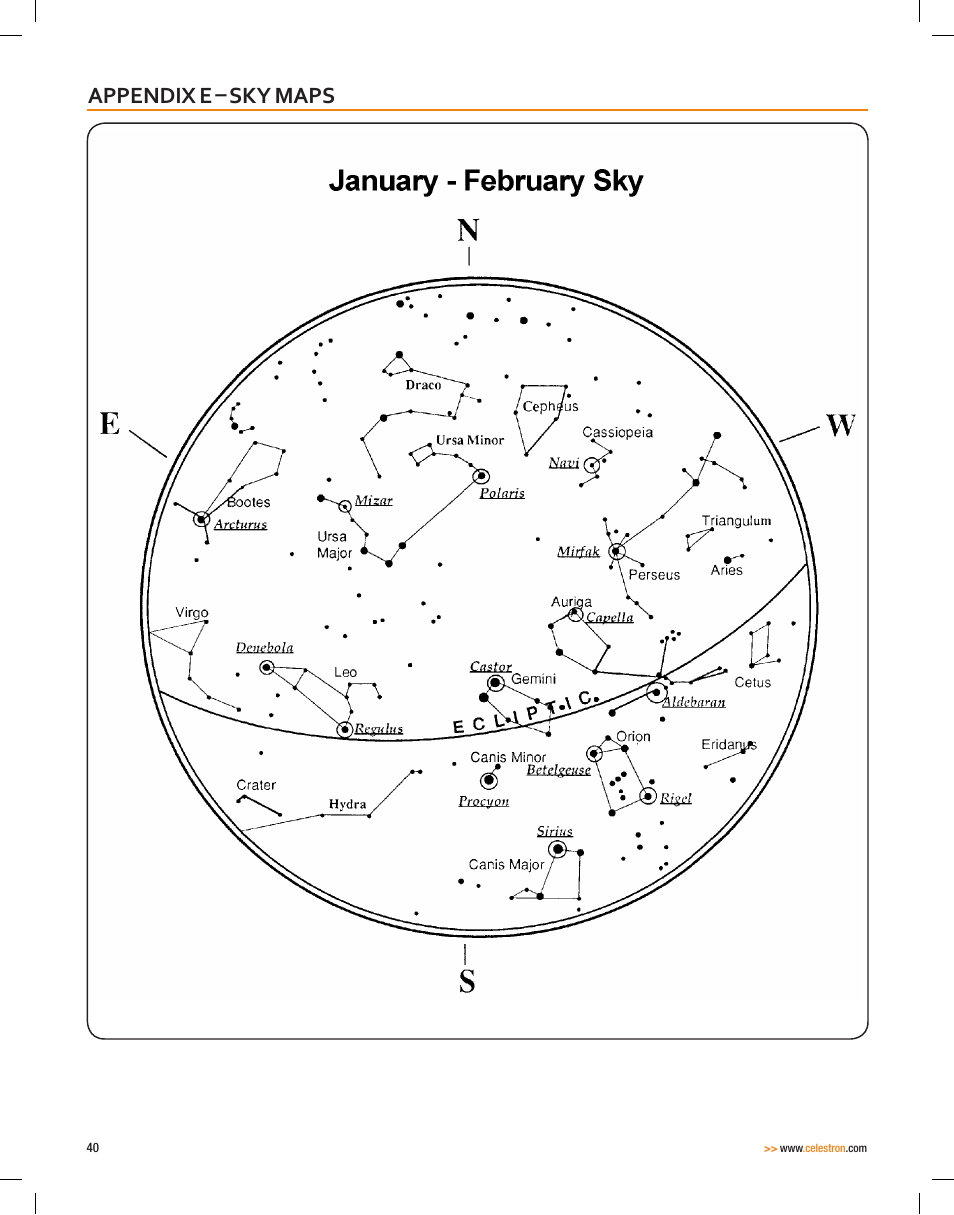 Appendix e – sky maps | Celestron CPC Deluxe 1100 HD Computerized Telescope User Manual | Page 42 / 50