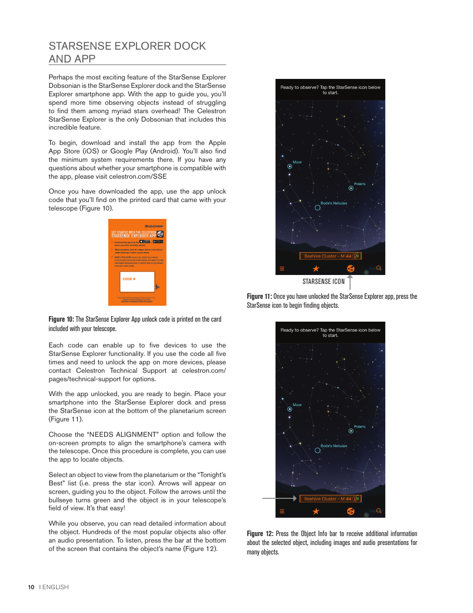 Starsense explorer dock and app | Celestron StarSense Explorer 12" f/4.9 Dobsonian Telescope User Manual | Page 10 / 105