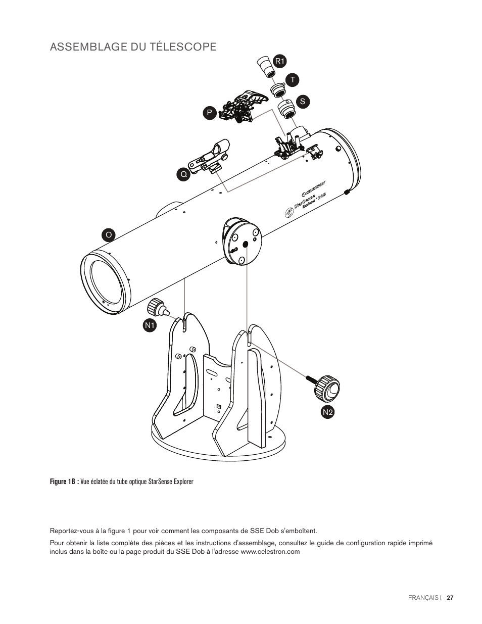 Assemblage du télescope | Celestron StarSense Explorer 12" f/4.9 Dobsonian Telescope User Manual | Page 27 / 105