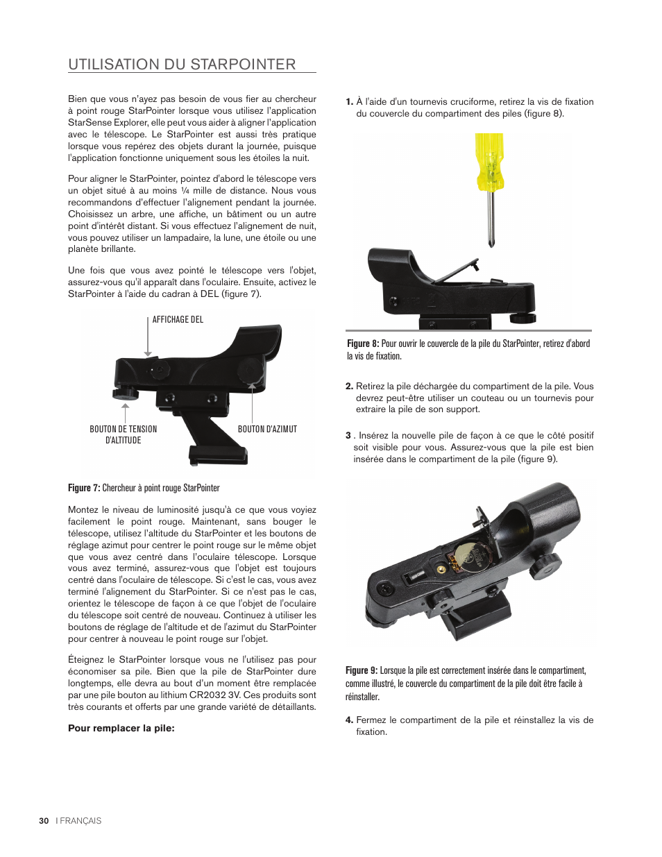 Utilisation du starpointer | Celestron StarSense Explorer 12" f/4.9 Dobsonian Telescope User Manual | Page 30 / 105