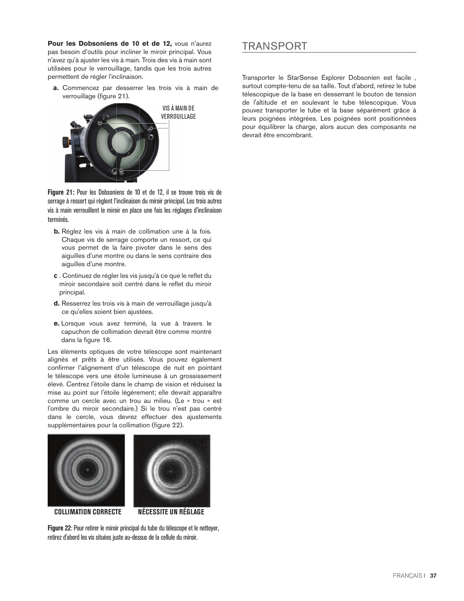 Transport | Celestron StarSense Explorer 12" f/4.9 Dobsonian Telescope User Manual | Page 37 / 105