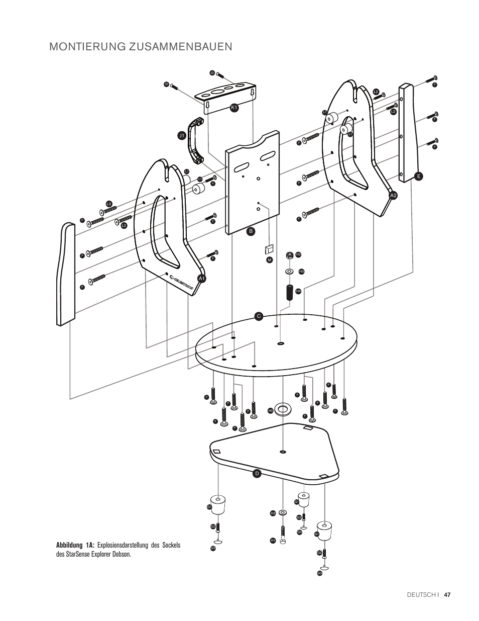 Montierung zusammenbauen, Deutsch i 47 | Celestron StarSense Explorer 12" f/4.9 Dobsonian Telescope User Manual | Page 47 / 105