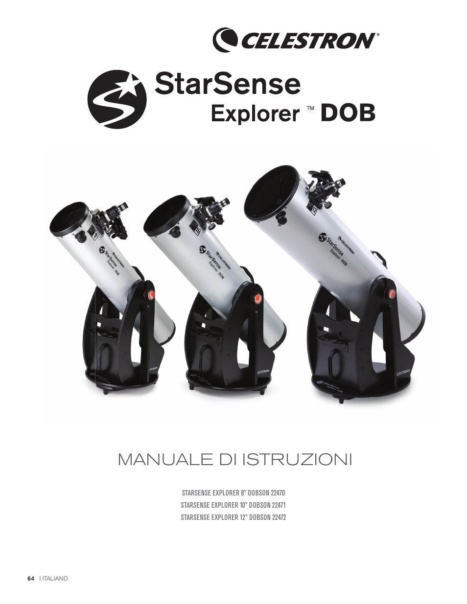 Manuale di istruzioni | Celestron StarSense Explorer 12" f/4.9 Dobsonian Telescope User Manual | Page 64 / 105