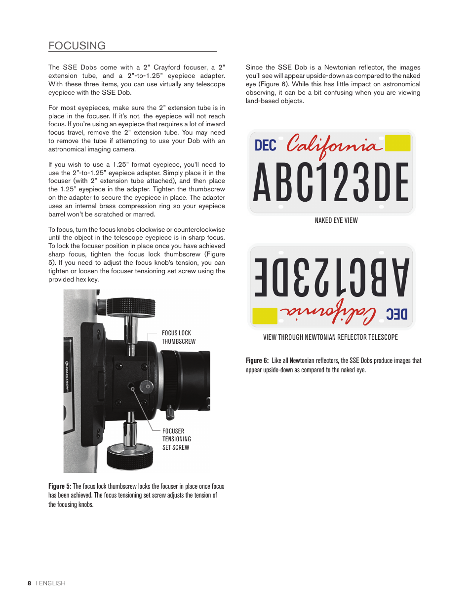 Focusing | Celestron StarSense Explorer 12" f/4.9 Dobsonian Telescope User Manual | Page 8 / 105